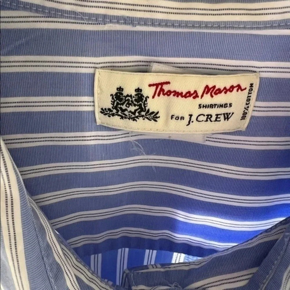 SAILORCORE Blue Stripe Thomas Mason London Shirtmaker For JCrew 8 - Picture 4 of 7